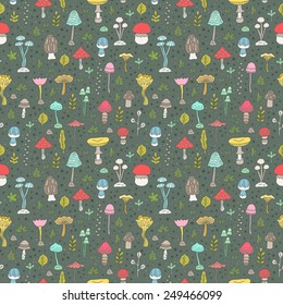 Seamless mushroom pattern