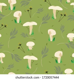 Seamless Mushroom Pattern .organic Background 
