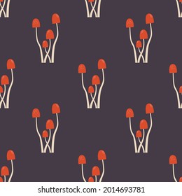 Seamless mushrooms pattern design. Creative background texture for fabric, wrapping, textile, wallpaper, and apparel.