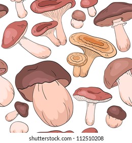 Seamless mushrooms pattern. Food  vector design