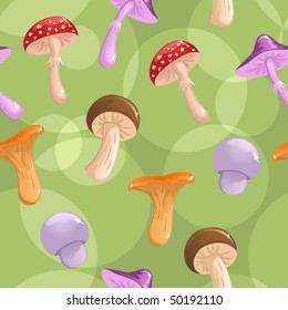 Seamless mushrooms vector background