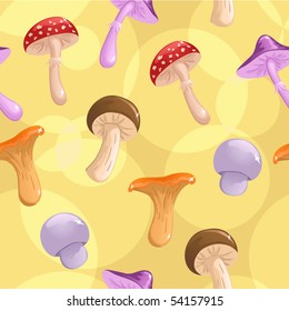 Seamless mushrooms vector background