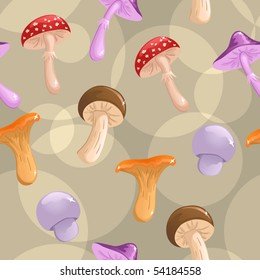 Seamless mushrooms vector background