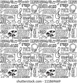 Seamless music doodles background