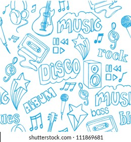 Seamless music doodles background