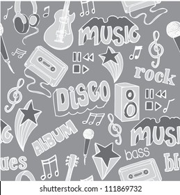 Seamless music doodles background