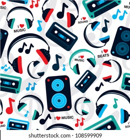 Seamless Music Headphone Speakerbox Sound Pattern Background In Vector