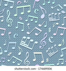 Seamless music pattern. Music background. Seamless pattern can be used for wallpapers, web page backgrounds or wrapping papers. EPS 8. 