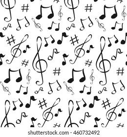 seamless music pattern in doodle style