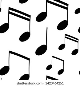 Seamless music pattern with note. Retro sound concept. Vector Illustration doodle notes background