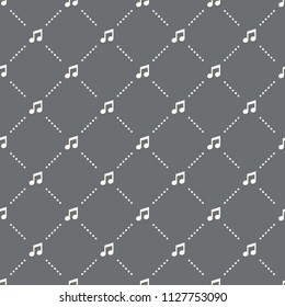 Seamless Music Pattern On A Dark Background. Music Icon Creative Design. Can Be Used For Wallpaper, Web Page Background, Textile, Print UI/UX