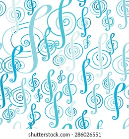 Seamless music pattern with a treble clef