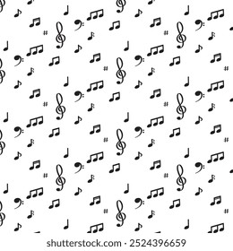 Seamless Music Symbol Vector, Musical Seamless Pattern Vector, Mucic Note background Theme, Muscial Note Icon Pattern.