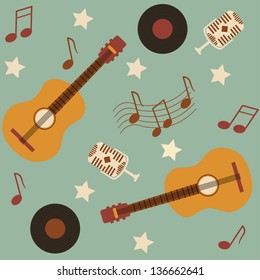 seamless musical pattern with guitars