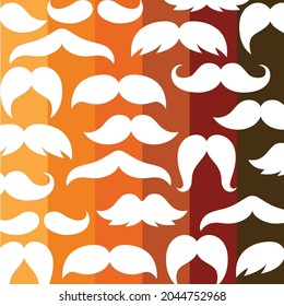 Seamless mustache pattern in various shapes comes with autumn earth tone colors