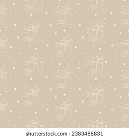 Seamless mystic pattern with hands on neutral background. Magic wallpaper, witchcraft.