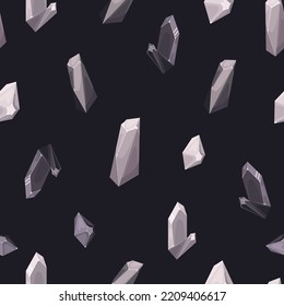 Seamless mystical pattern with crystals on a dark background