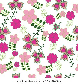 Seamless naive floral vector repeat background