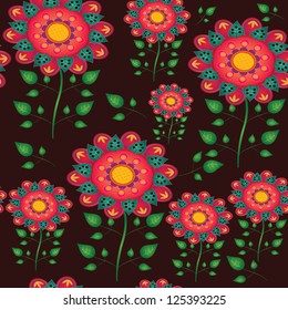 Seamless naive floral vector repeat background