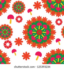 Seamless naive floral vector repeat background