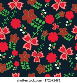 Seamless naive floral vector repeat background 