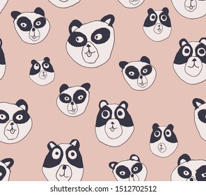 Seamless naive panda all over pattern