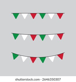 Seamless national flag of Italy party bunting border. Flat design illustration.