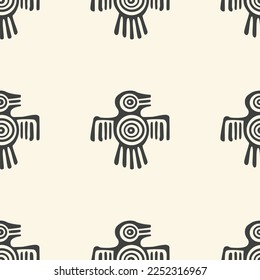 Seamless Native American Bird Pattern Vector