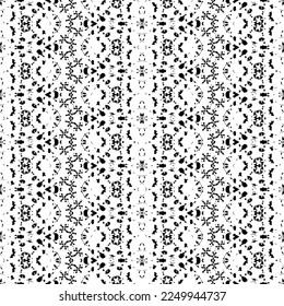 Seamless Native Dark Pattern. Simple Bohemian Pattern. Doodle Dyed Art Batik. Native Ink Scribble Batik. Black Color Ethnic Line Vector. Black Colour Dark Doodle Textile. Seamless Art Tribal Repeat