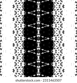 Seamless Native Ink Pattern. Simple Indian Pattern. Black Colour Dark Scribble Textile. Ethnic Art Doodle Vector. Black Color Native Dyed Batik. Abstract Ink Ink Batik. Abstract Dark Tribal Vector