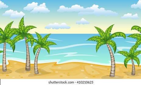 Beach Background Umbrella Vector Cartoon Style Stock Vector (Royalty ...