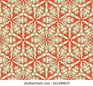 seamless natural abstract background with green leaves and pink buds. vector illustration