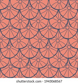 Seamless  natural abstract geometric pattern on pink  background.  Hand drawing. Design for textiles, wallpapers, printed products. Vector illustration