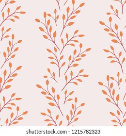 Seamless natural autumn pattern with hand-drawn barberry branches and berries on a light background. Vector illustration for thanksgiving day.