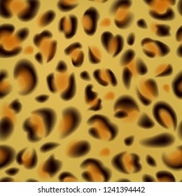 Seamless natural color leopard pattern. Blurred watercolor effect. Realistic skin and fur illustration. Can be used for fabrics, wallpapers, scrap-booking, etc.