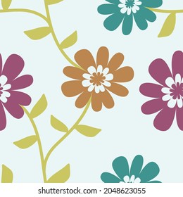 Patrón floral natural, flores abstractas y hojas sobre fondo blanco. Dibujo manual. Diseño para textiles, papel pintado, productos impresos. Ilustración del vector