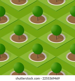 Seamless natural forest with trees park Repeating Tile