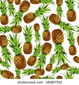 Seamless natural organic sweet pineapple pattern vector illustration