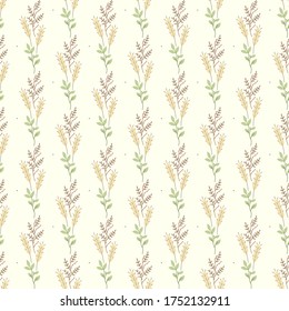 Seamless natural pattern, abstract  leaf, plants, beige background. Hand drawing. Design for textiles, wallpapers, printed products. Vector illustration