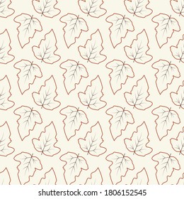 Seamless natural pattern, abstract leaf, white  background. Autumn. Hand drawing. Design for textiles, wallpapers, printed products. Vector illustration