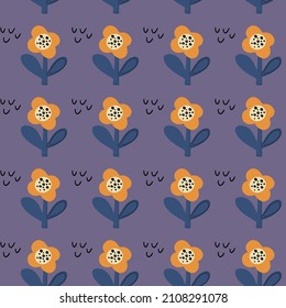 Seamless natural pattern of flowers in a simple shape. Vector print for paper, wallpaper and textile design.
