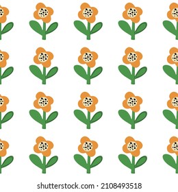 Seamless natural pattern of flowers in a simple shape. Vector print for paper, wallpaper and textile design.