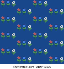 Seamless natural pattern of flowers in a simple shape. Vector print for paper, wallpaper and textile design.