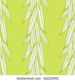 Seamless natural pattern with long leaves.