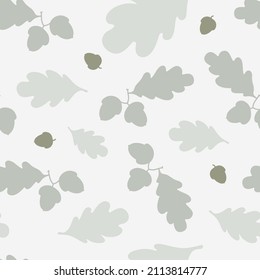 Seamless natural pattern oak leaves and acorns