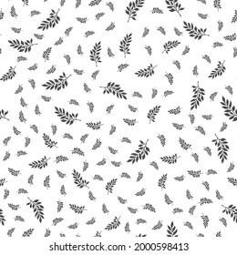 Seamless natural pattern of plant branches for texture, textiles and simple backgrounds. Flat design.