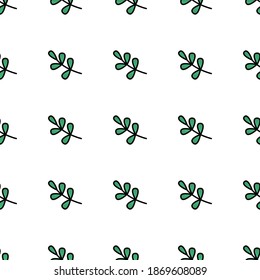 Seamless natural pattern with staggered green leaves on a white background. Freshness, organic, vegetarian concept