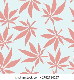 Seamless natural pattern or wallpaper. Silhouettes of various beautiful flowers, branches and leaves on a gentle background. Samples for wrapping paper and gifts. Stylized plants.