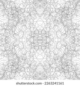 Seamless natural structural pattern of white flowing objects on a black background.