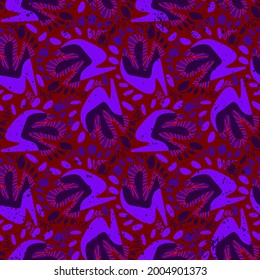 Seamless nature abstract pattern with hand drawn unique shapes for your creative ideas